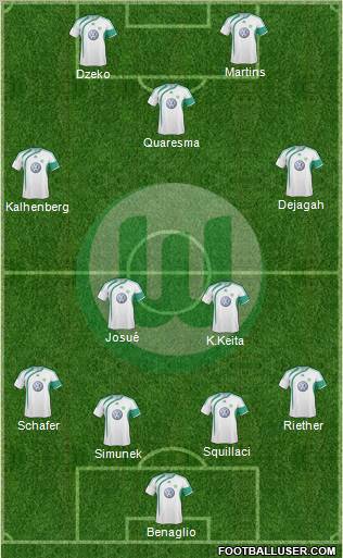 VfL Wolfsburg 4-3-1-2 football formation