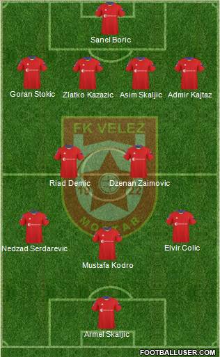 FK Velez Mostar 4-2-3-1 football formation