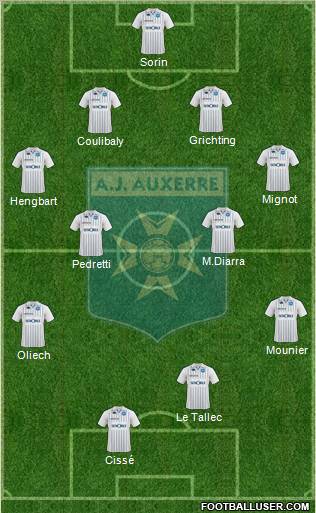 A.J. Auxerre 4-4-1-1 football formation