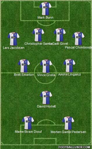 Blackburn Rovers 4-3-1-2 football formation