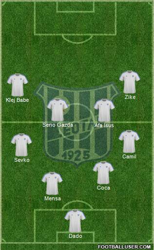 FK Leotar Trebinje 4-4-2 football formation