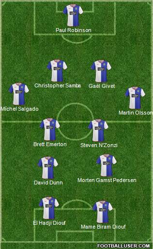 Blackburn Rovers 4-2-2-2 football formation