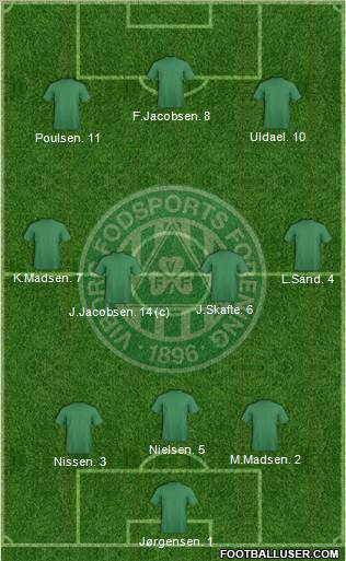 Viborg Fodsports Forening 3-4-3 football formation