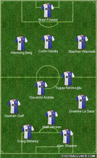 Blackburn Rovers 3-4-1-2 football formation