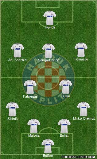 HNK Hajduk 4-2-3-1 football formation