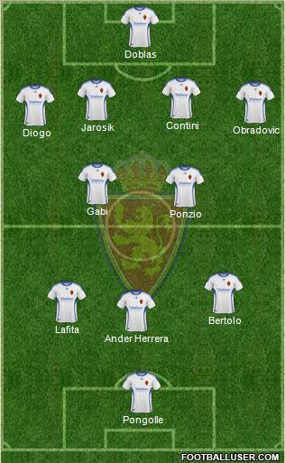 R. Zaragoza S.A.D. 4-2-1-3 football formation