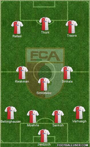 FC Augsburg 4-3-3 football formation