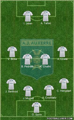 A.J. Auxerre 4-4-2 football formation