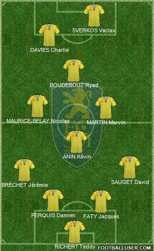 FC Sochaux-Montbéliard 4-3-2-1 football formation