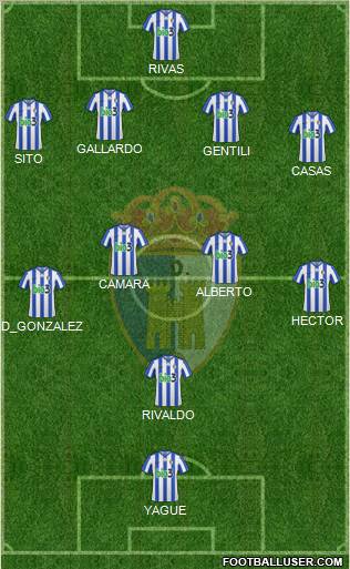 S.D. Ponferradina 4-4-1-1 football formation