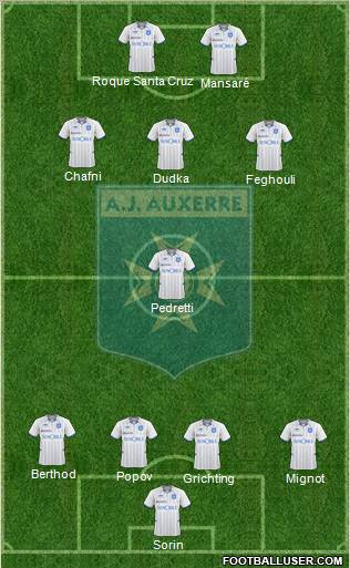A.J. Auxerre 4-1-3-2 football formation