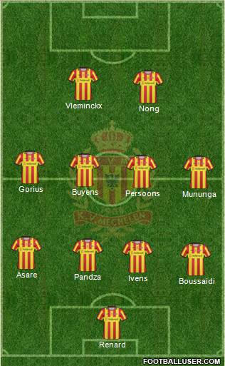 Yellow Red KV Mechelen 4-4-2 football formation