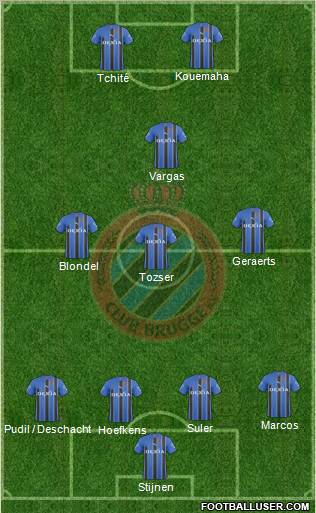 Club Brugge KV 4-3-1-2 football formation