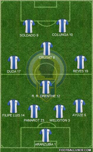 Hércules C.F., S.A.D. 4-3-2-1 football formation