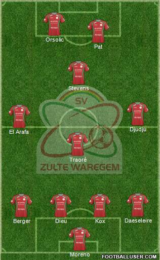 SV Zulte Waregem 4-4-2 football formation