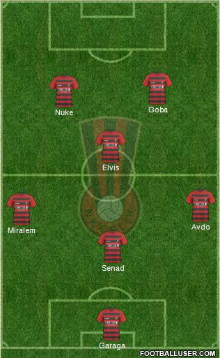 NK Celik Zenica 4-3-1-2 football formation