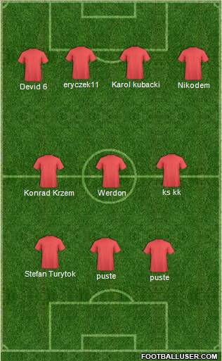 Europa League Team 4-4-1-1 football formation