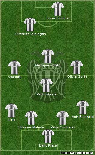 AS PAOK Salonika 4-4-1-1 football formation