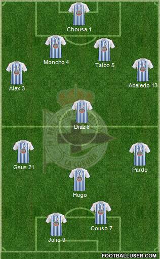 R.C. Deportivo de La Coruña S.A.D. 4-1-3-2 football formation
