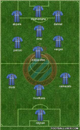 Club Brugge KV 3-4-3 football formation