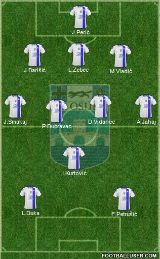 NK Osijek 3-4-1-2 football formation