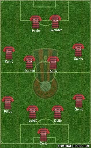 NK Celik Zenica 4-4-2 football formation