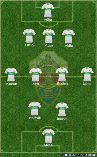 Elche C.F., S.A.D. 3-4-2-1 football formation