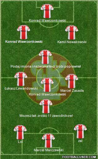 Lodzki Klub Sportowy 3-5-1-1 football formation
