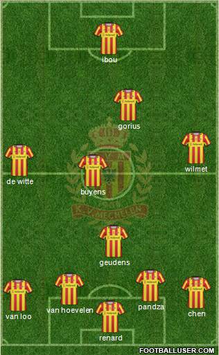 Yellow Red KV Mechelen 4-1-4-1 football formation