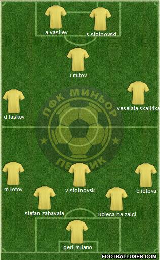 Minyor (Pernik) 5-4-1 football formation
