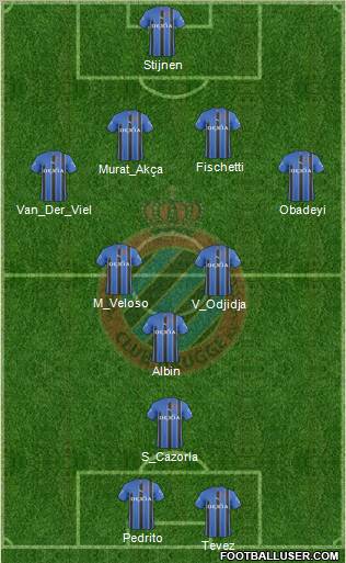 Club Brugge KV 4-1-4-1 football formation