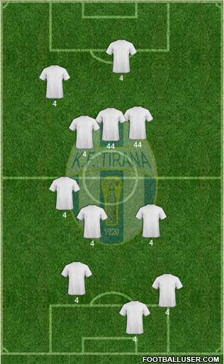 KF Tirana 4-2-2-2 football formation