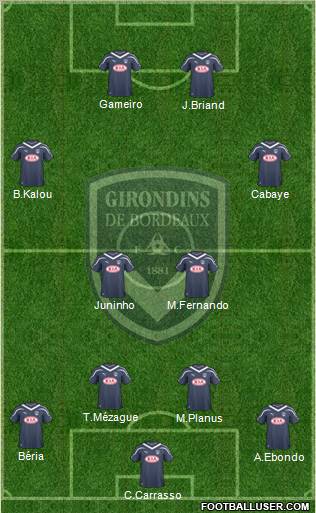 FC Girondins de Bordeaux 4-2-2-2 football formation