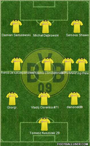 Borussia Dortmund 3-4-3 football formation