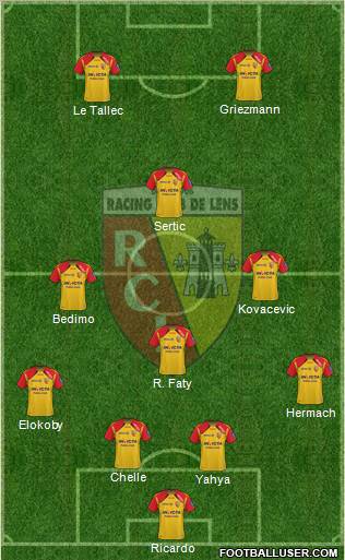 Racing Club de Lens 4-1-2-3 football formation