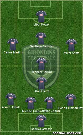 FC Girondins de Bordeaux 4-1-4-1 football formation