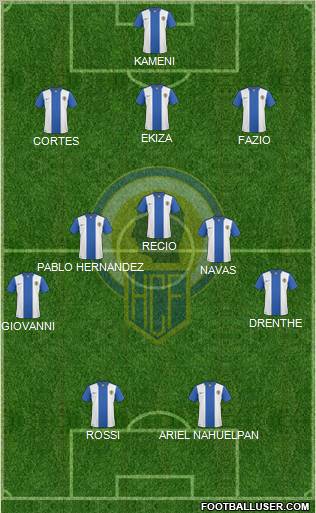 Hércules C.F., S.A.D. 3-5-2 football formation