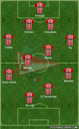 Estudiantes de La Plata 4-4-2 football formation