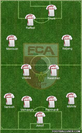 FC Augsburg 4-2-2-2 football formation
