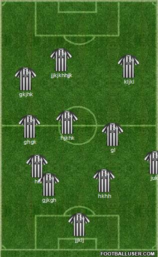 Newcastle United 3-4-1-2 football formation