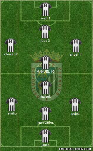 C.D. Badajoz S.A.D. 4-2-2-2 football formation