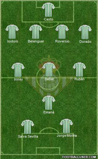 Real Betis B., S.A.D. 4-3-1-2 football formation