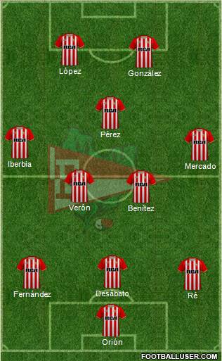 Estudiantes de La Plata 3-4-1-2 football formation