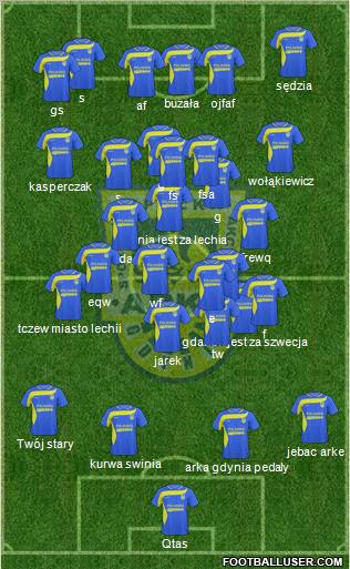 Arka Gdynia 5-4-1 football formation