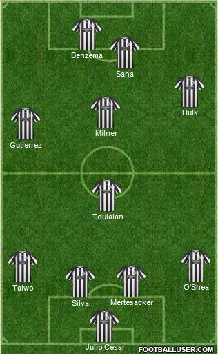 Newcastle United 5-4-1 football formation