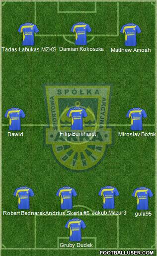 Arka Gdynia 3-4-3 football formation