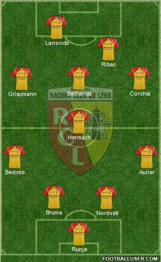 Racing Club de Lens 4-1-3-2 football formation