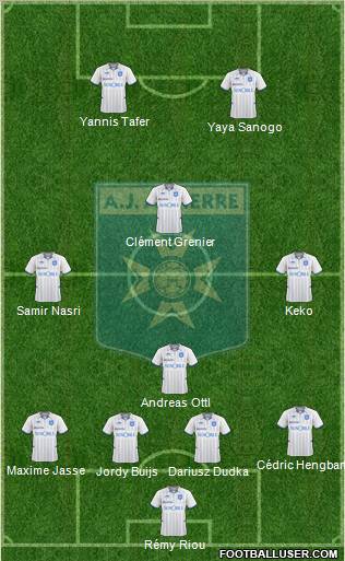 A.J. Auxerre 4-1-3-2 football formation