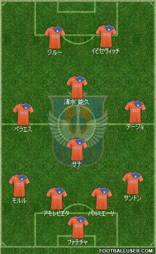 Albirex Niigata 4-1-3-2 football formation