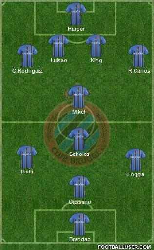 Club Brugge KV 4-1-3-2 football formation
